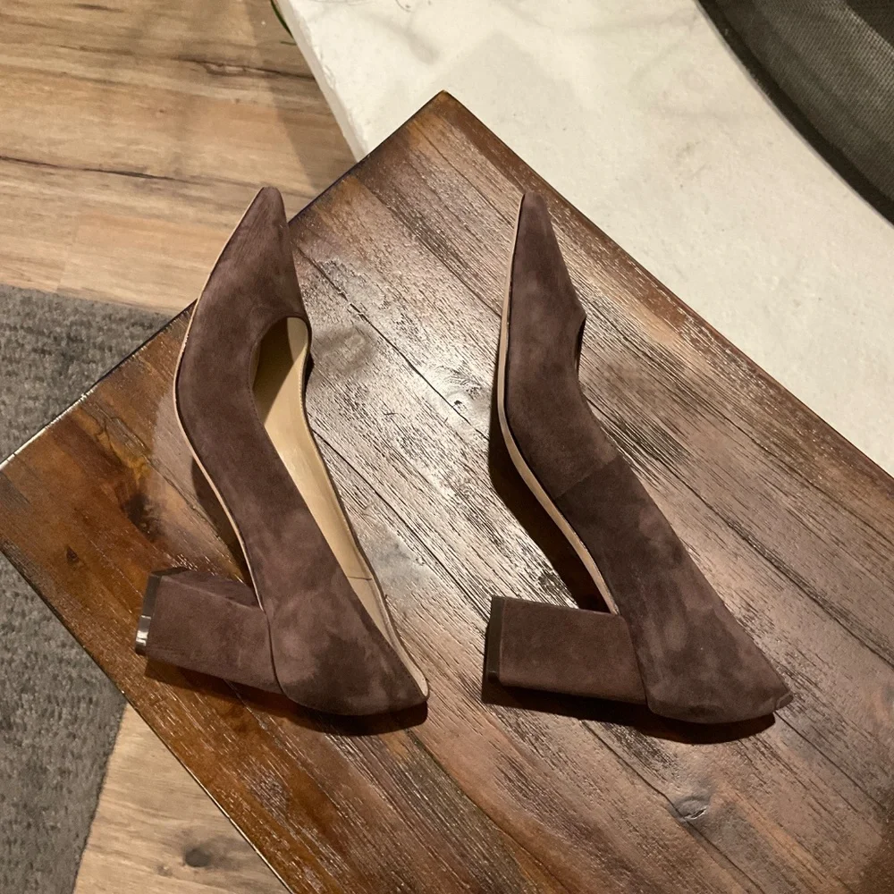 Marc Fisher Brown Suede Block Heel Pumps